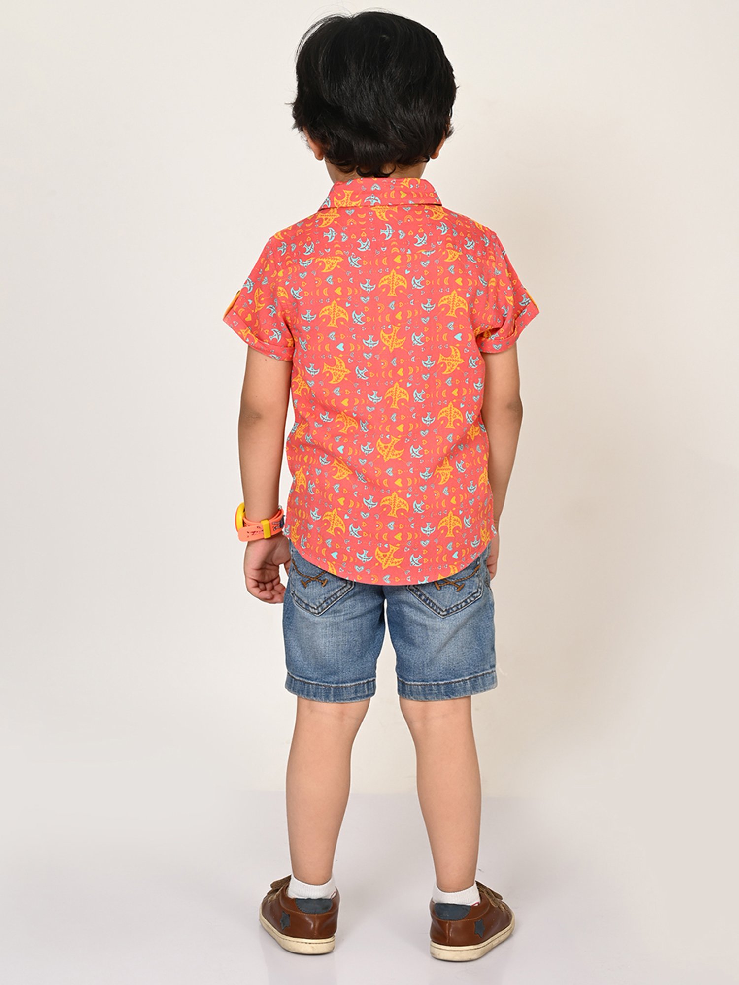 Lil Drama Kids Coral Printed Shirt