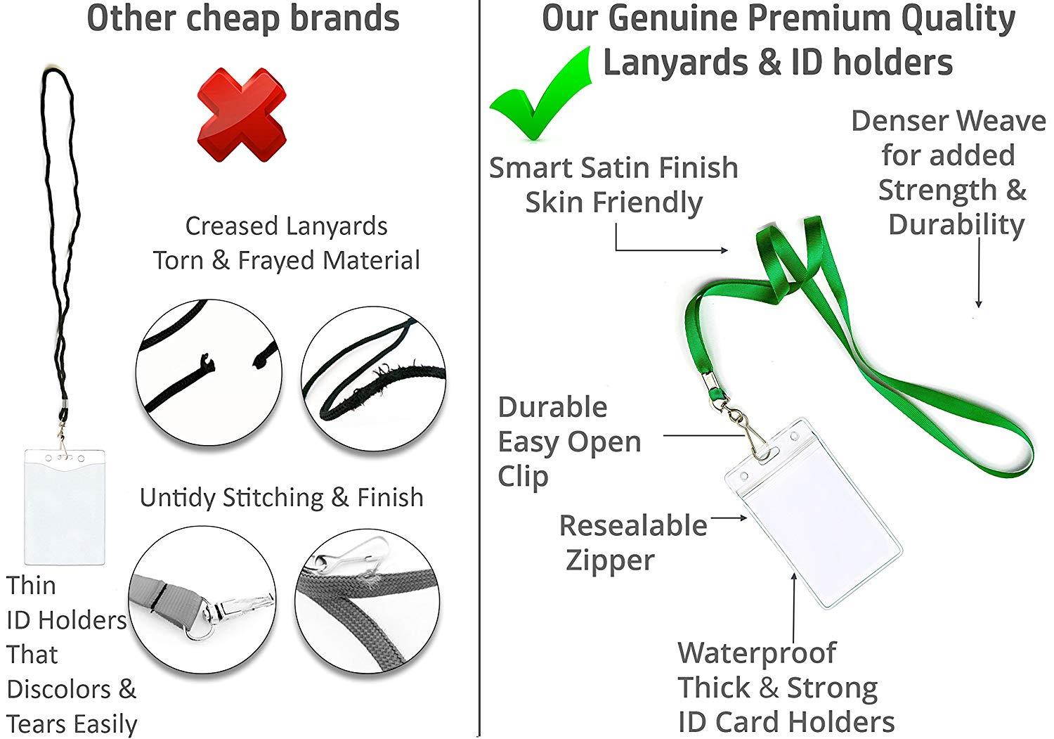 Durably Woven Lanyards & Vertical ID Badge Holders ~Premium Quality, Waterproof & Dustproof ~ for Moms, Teachers, Tours, Events, Businesses, Cruises & More (10 Pack, Mixed) by Stationery King