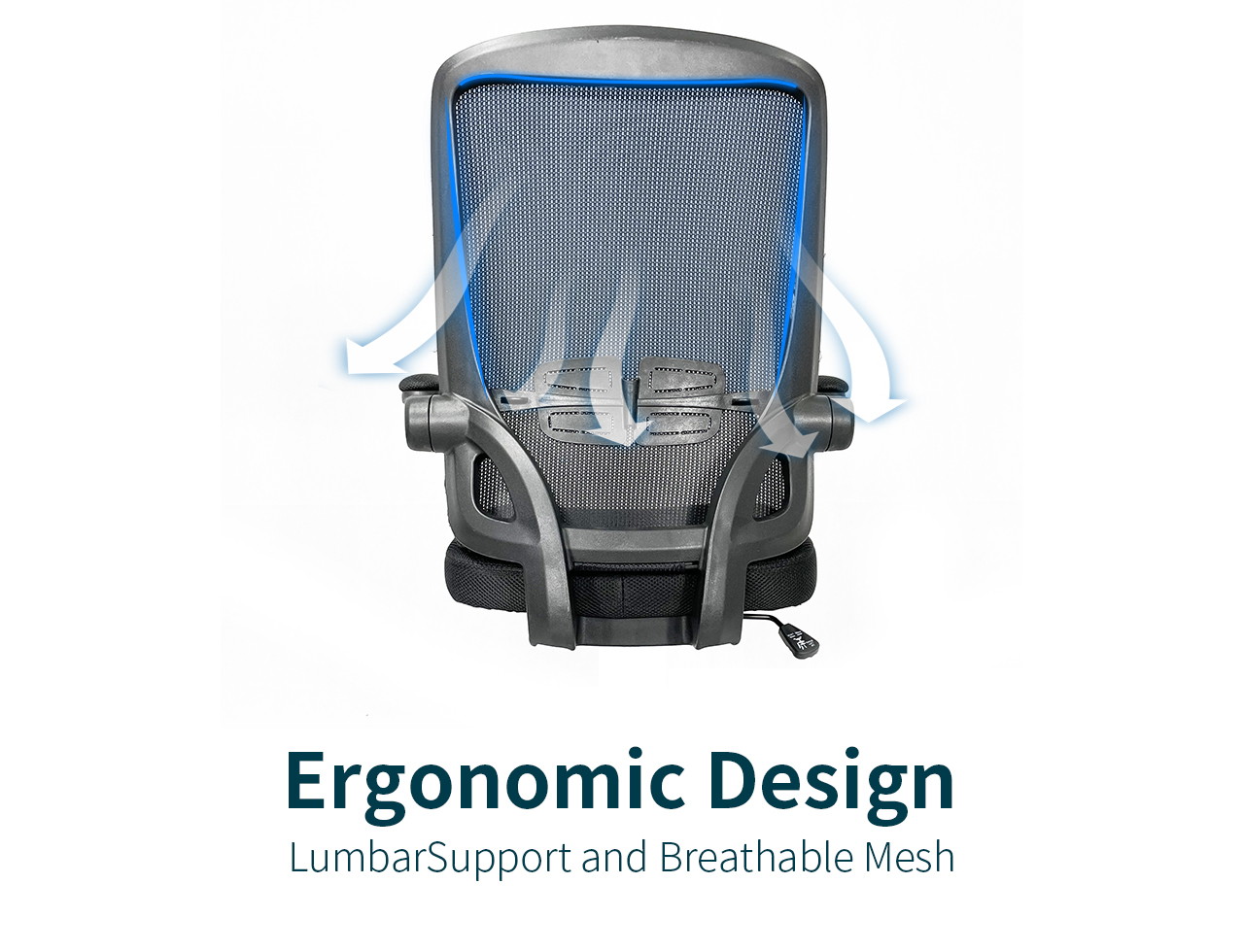 GIAS Office Chair Ergonomic Mesh Computer Chair Comfortable Task Mesh Rocking Chair with Lumbar Support and Flip-up Arms,Executive Rolling Swivel Chair,black