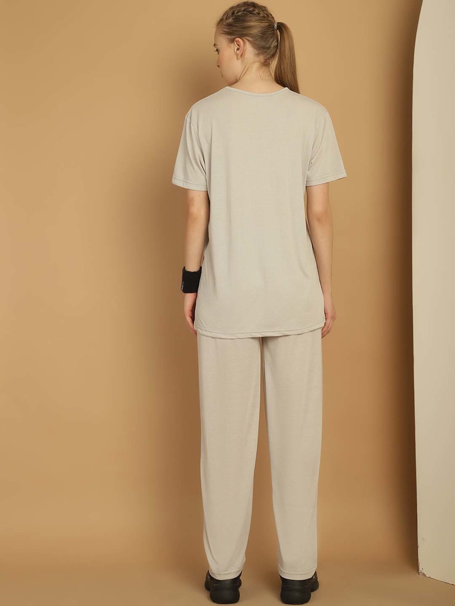 Vimal Jonney Grey Cotton Printed Sports T-Shirt Track Pant Set