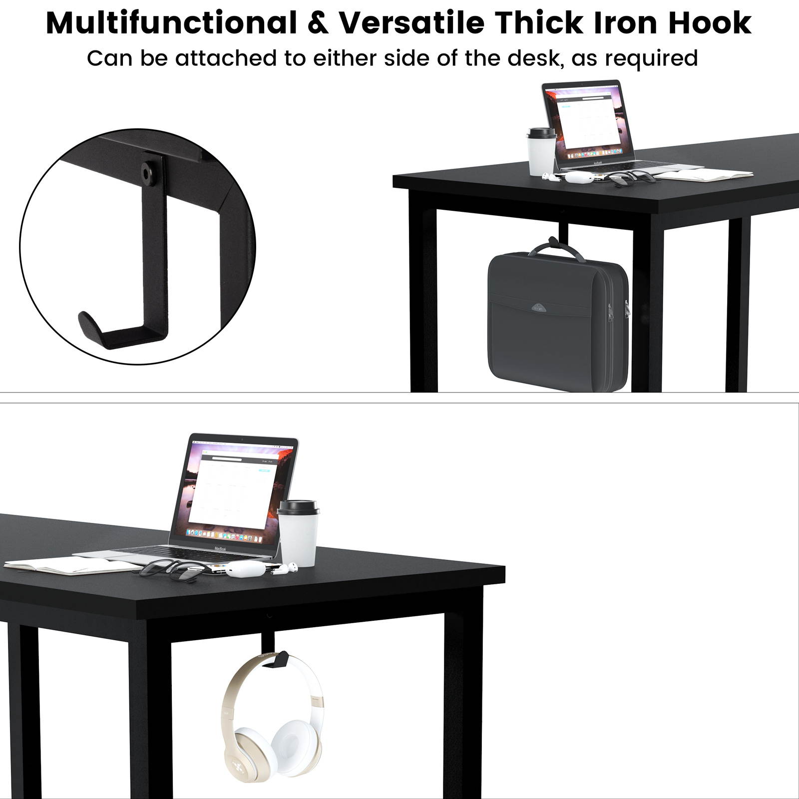 Greatlizard L-Shaped Computer Desk, 55-Inch Corner Desk for Home Office Writing Study Workstation Table with Storage Shelf, Adjustable 2 Person Long Desk PC Laptop Table for Space Saving