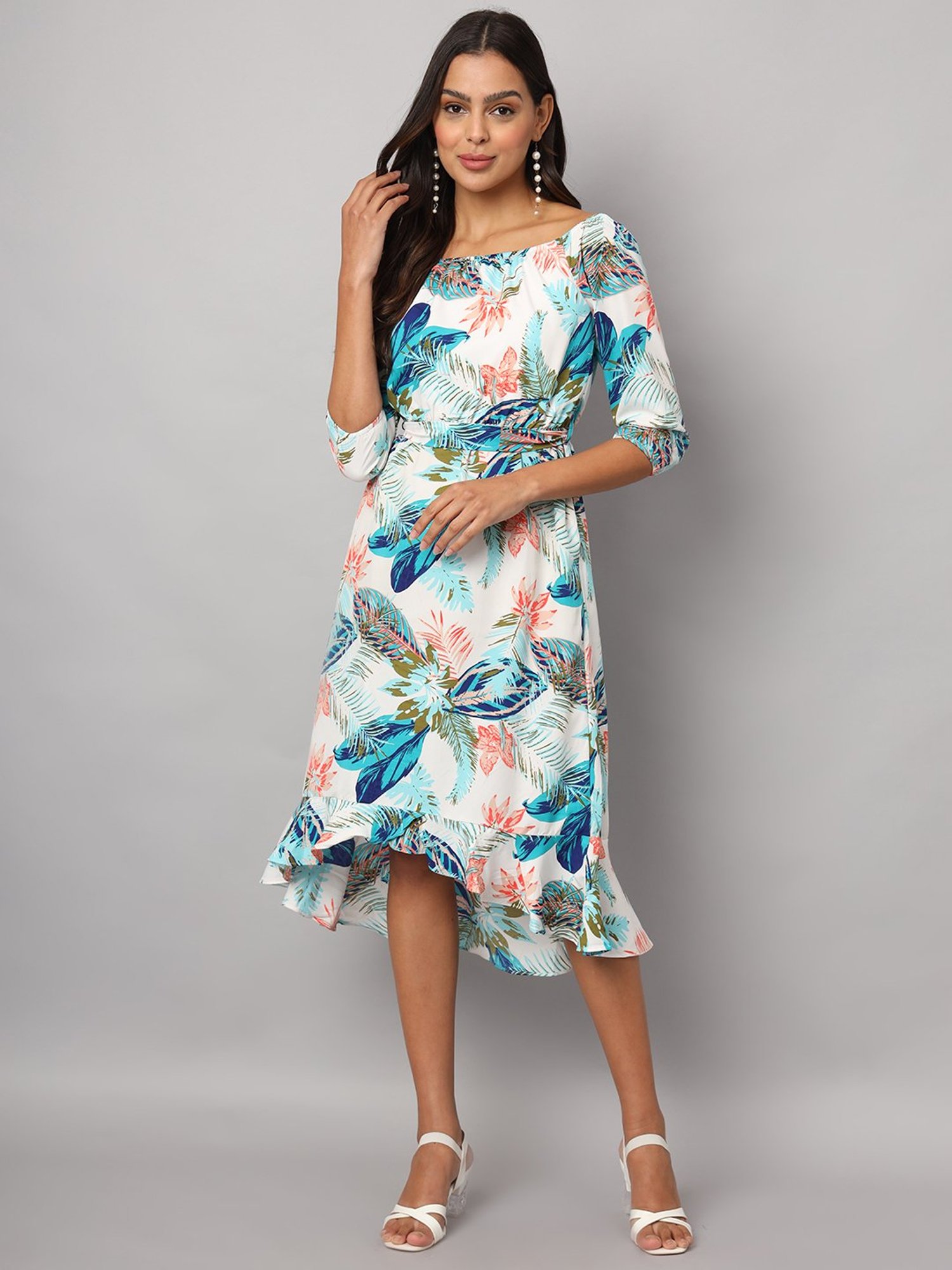BRINNS White Printed Midi Dress