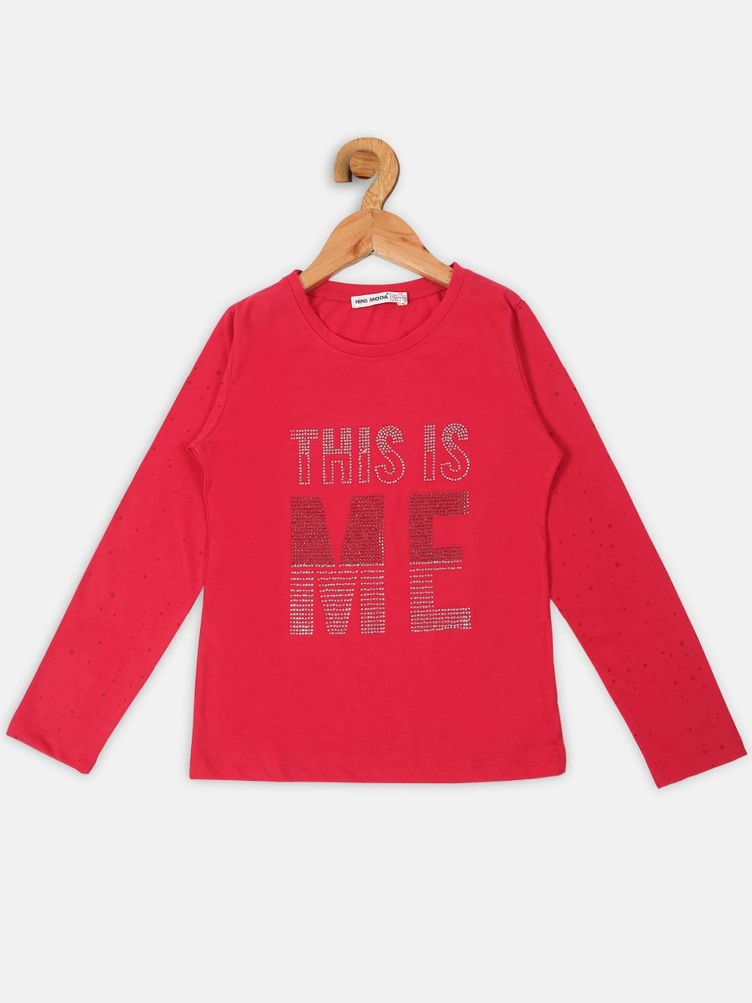 NINS MODA Kids Pink Sequence Full Sleeves Top