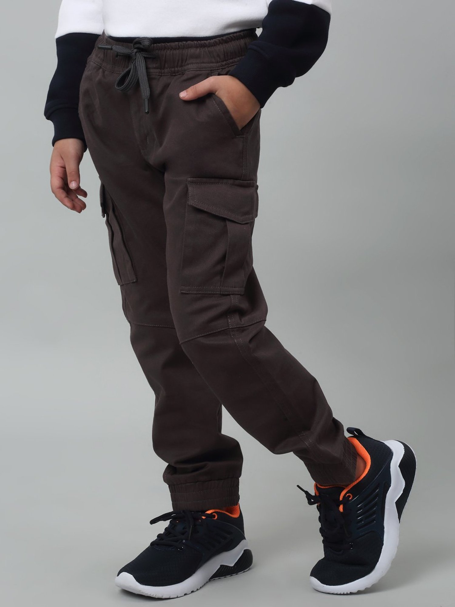 Cantabil Boys Dark Grey Solid Joggers