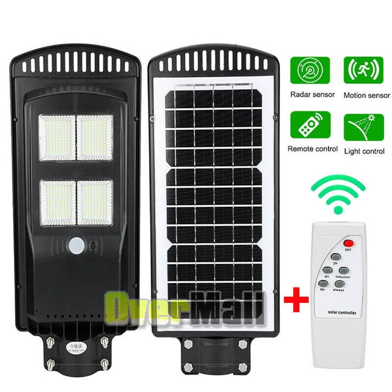 990000LM Solar LED Street Light Commercial IP67 Area Security PIR Road Lamp+Pole