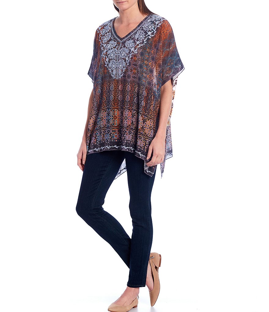 John Mark Mixed Media Embroidered Tunic