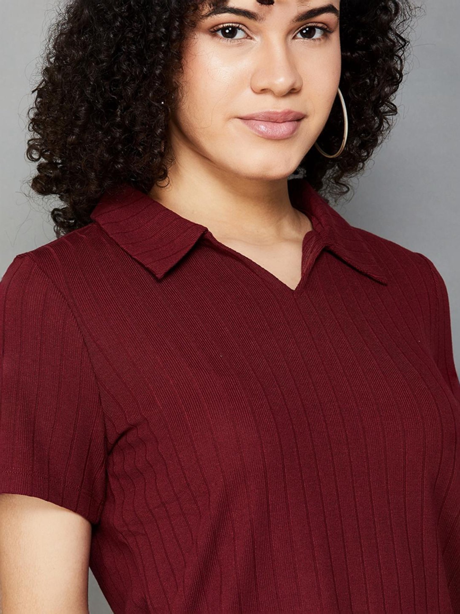 Fame Forever by Lifestyle Maroon Striped Top