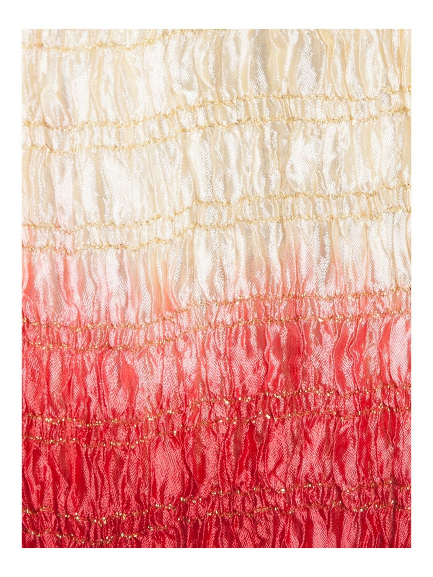 VASTRAMAY Beige & Red Lace Pattern Ethnic Dupatta