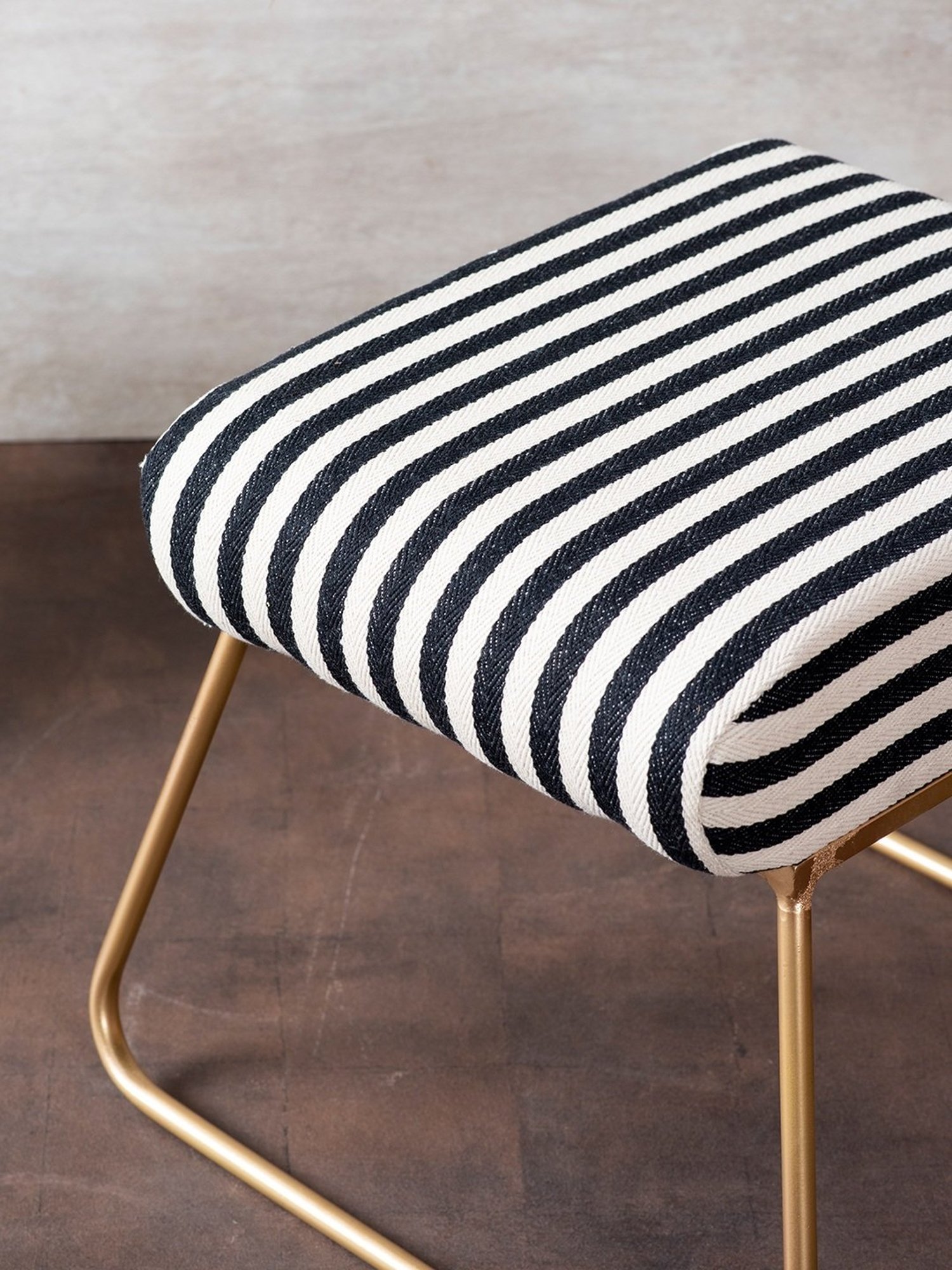 Chumbak French Sahara Solid Mustard Yellow Wood Ottoman