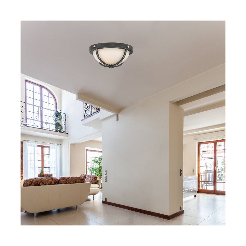 Ceiling Lights Flush Mount Iron Black with Brushed Nickel Accents - Aurora Lighting