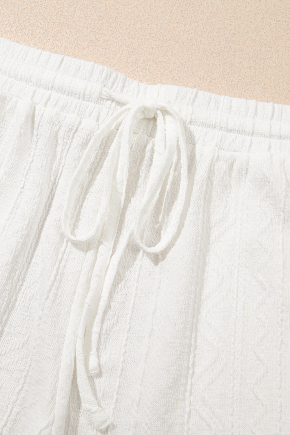 Skobeloff Textured Ruffle Split Top and Drawstring Shorts Set