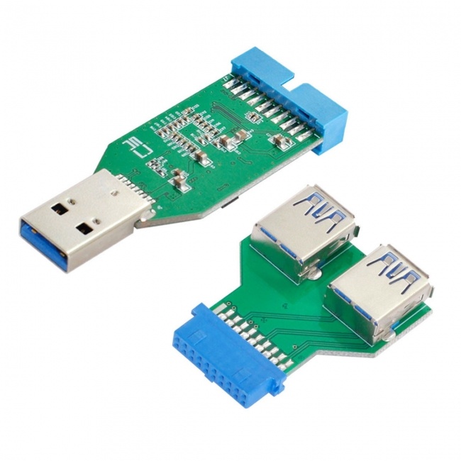 Xiwai USB 3.0 A Type  to Motherboard 20pin Header Female Hub & 20Pin to Dual USB3.0 Female Adapter