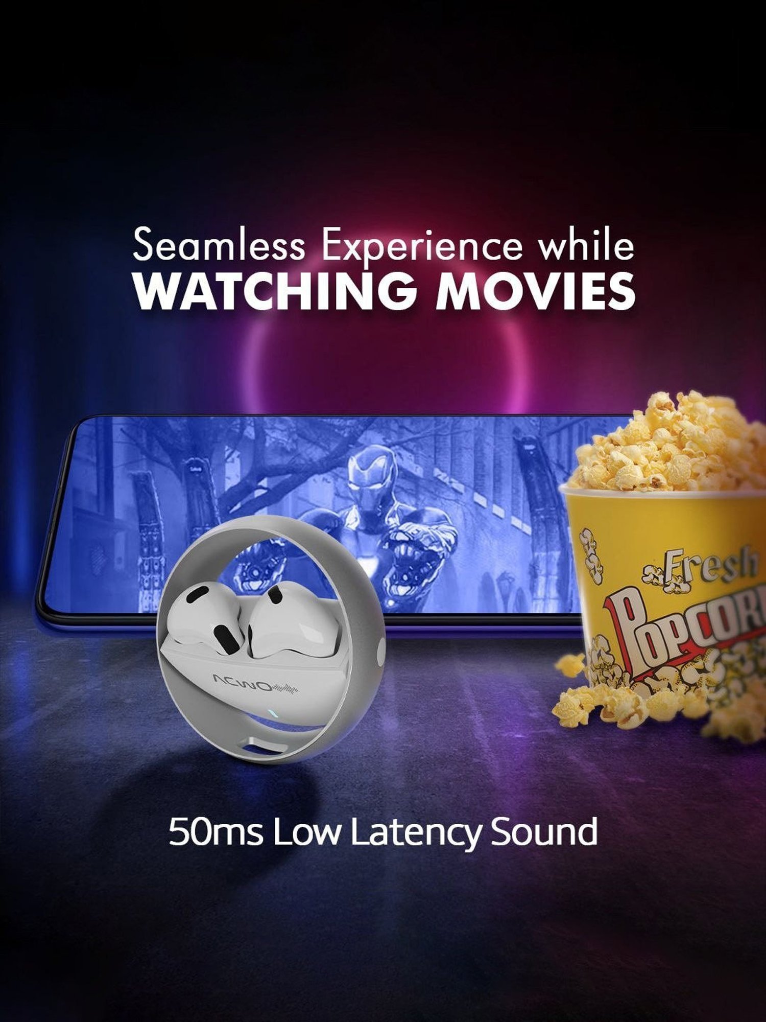 ACwO DwOTS Muze In Ear Bluetooth Earbuds with ANC & 30H Playtime (Smokey Silver, True Wireless)