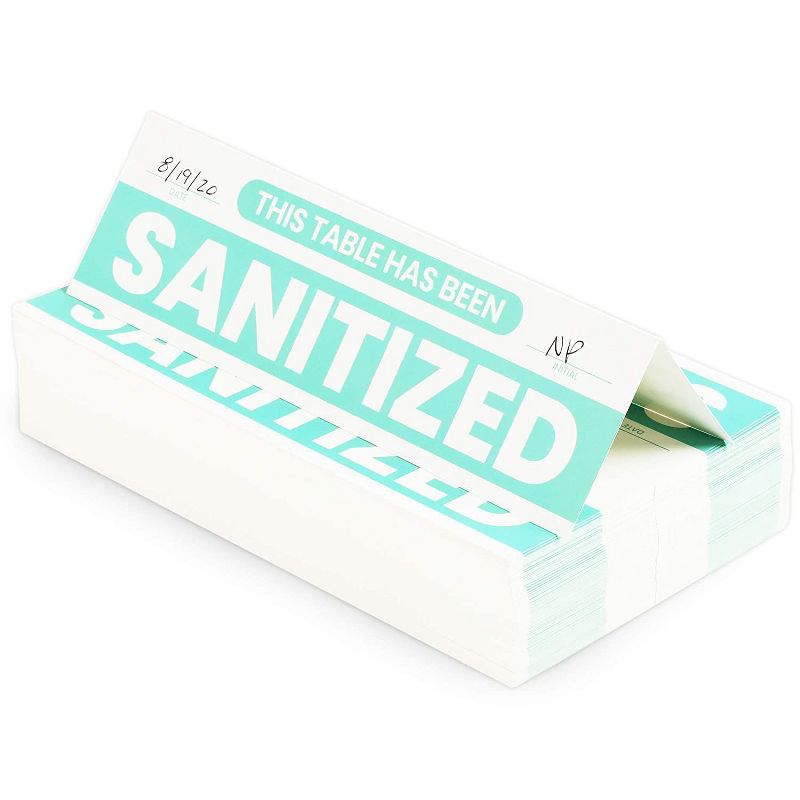 Stockroom Plus 120 Pack Restaurant Table Top Tent Signs, This Table Has Been Sanitized (8.4 x 2.5 In)