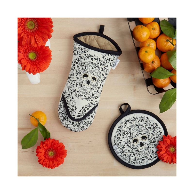 2pk Cotton Buffalo Check Oven Mitt Set Black - Design Imports