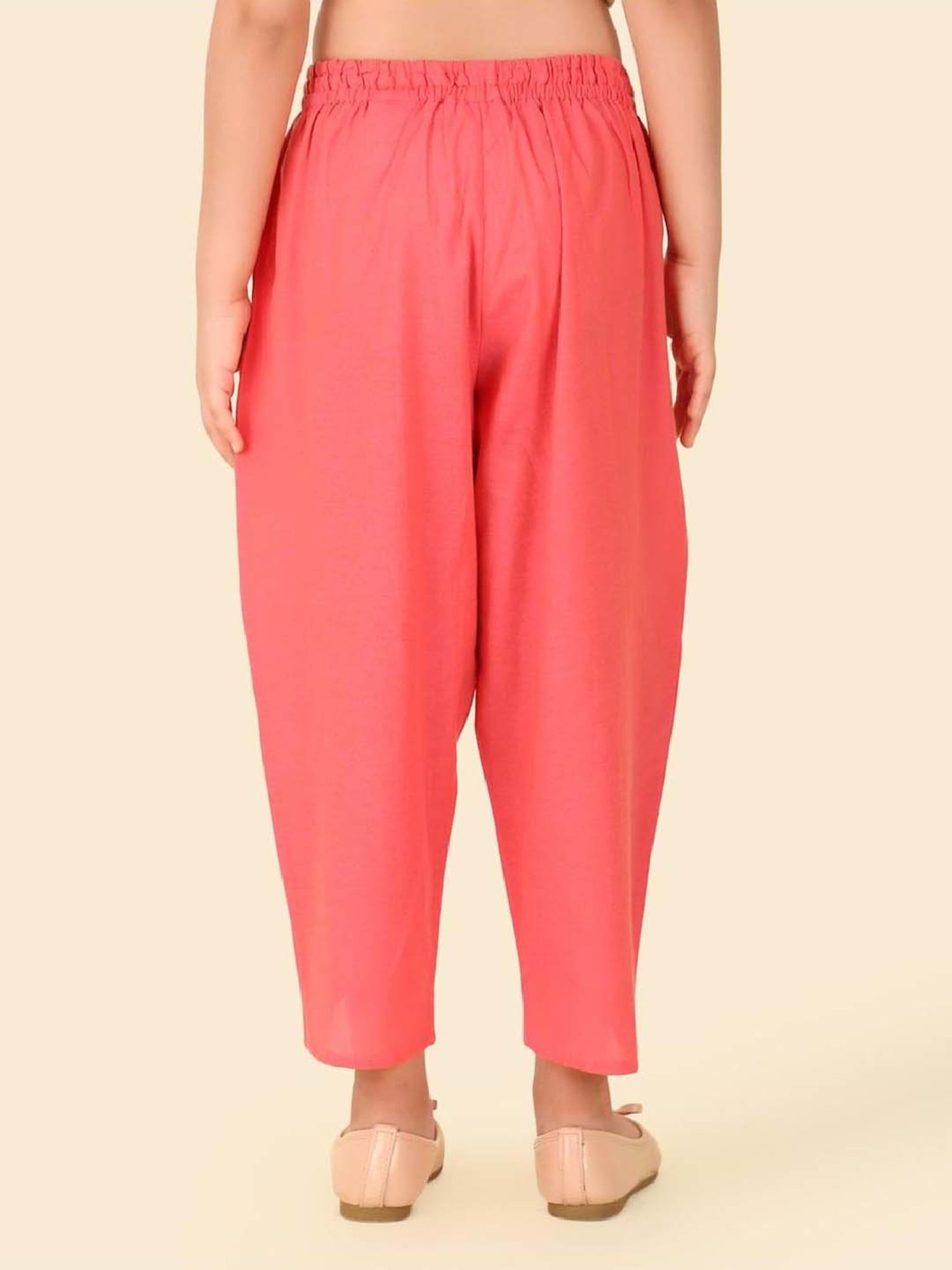 Fabindia Girls Yellow & Pink Cotton Printed Salwar Set