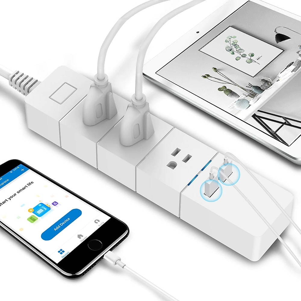 Aluratek (ASHPS05F) - Eco4life Wi-Fi Smart Power Strip with Surge Protection for Home and Office (3 x AC Outlets, 2 x USB Ports), iOS & Android