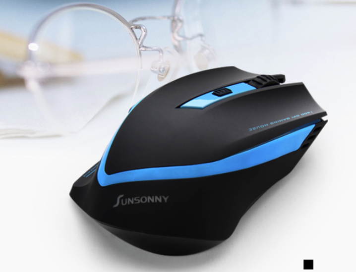 Sunsonny SR-8509 1800DPI Wireless Gaming Mouse with The Nano Receiver (In The Battery Storage) - Blue