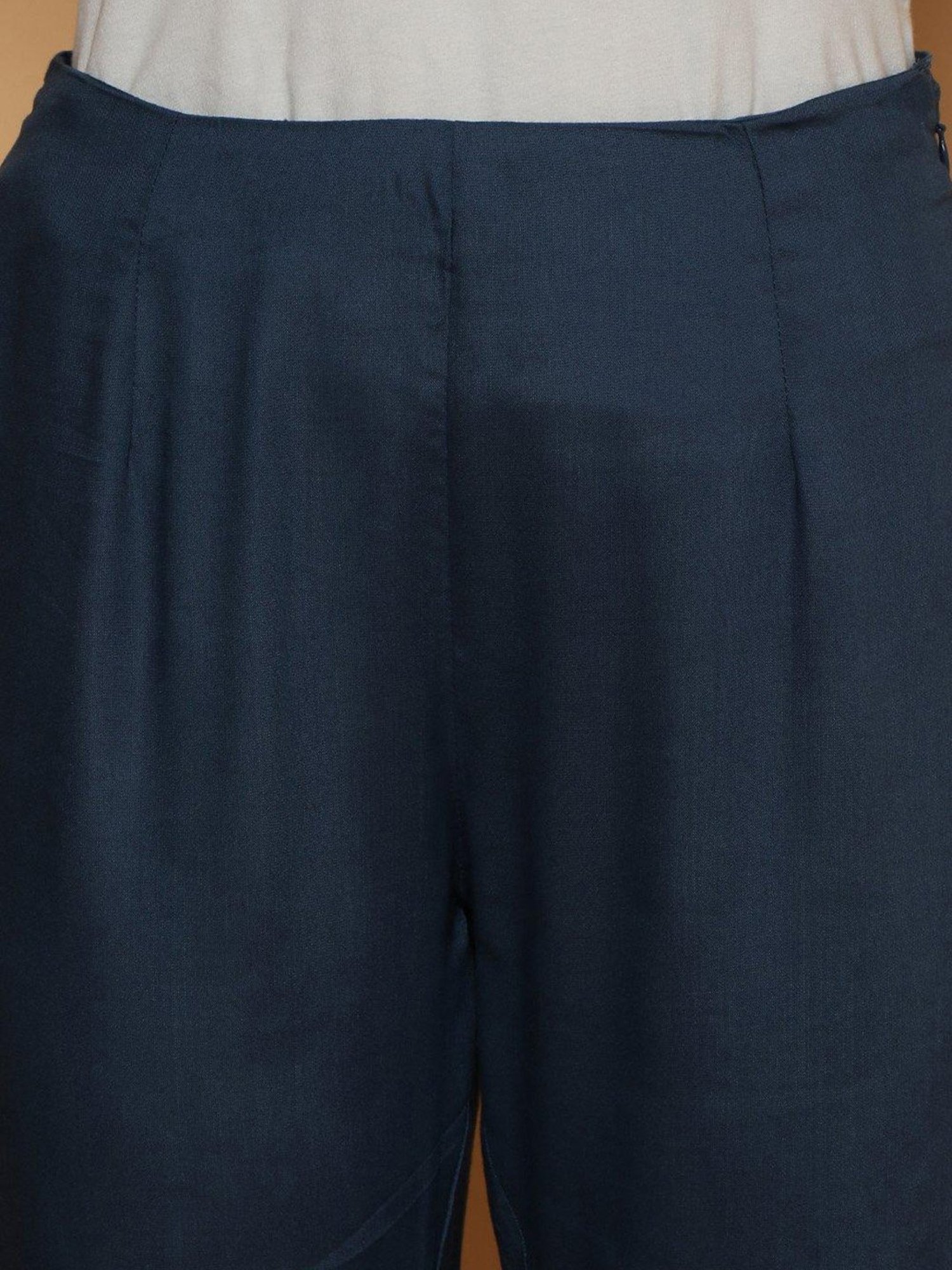 Biba Blue Embellished Kurta With Pant & Dupatta