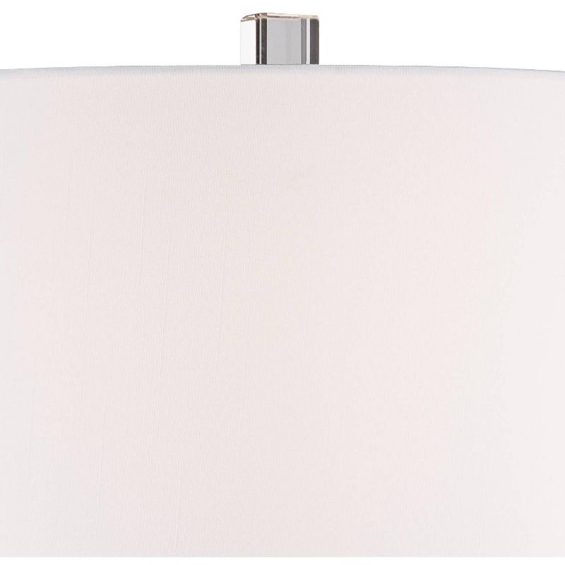 Barnes and Ivy Asian Table Lamps Set of 2 Porcelain Blue Floral Jar Geneva White Drum Shade for Living Room Family Bedroom Bedside