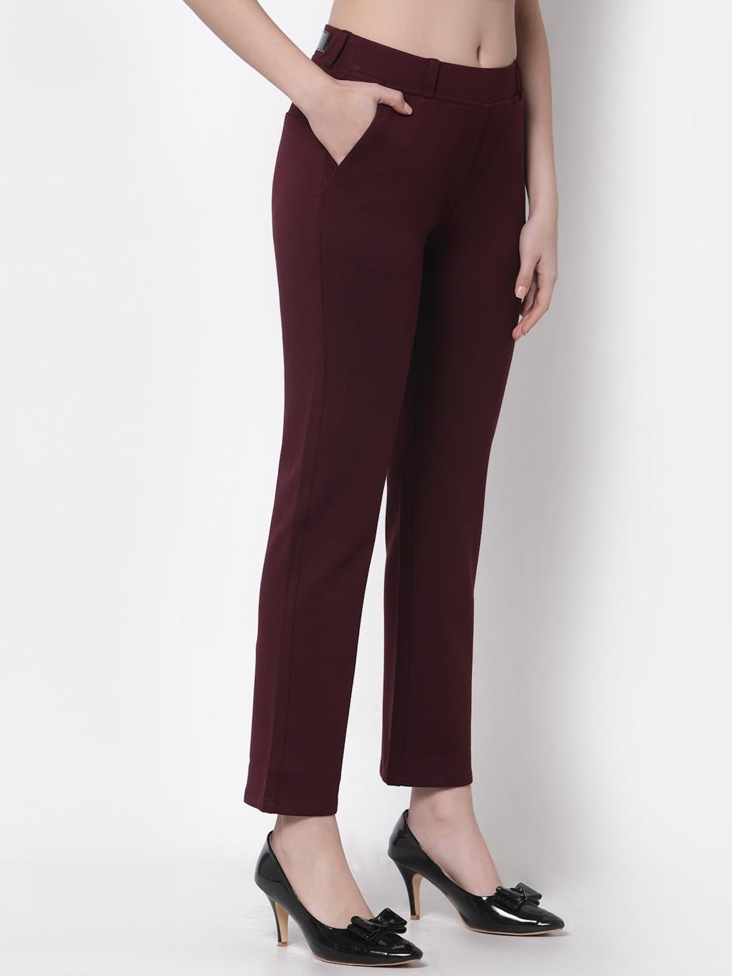 Westwood Maroon Straight Fit Jeggings