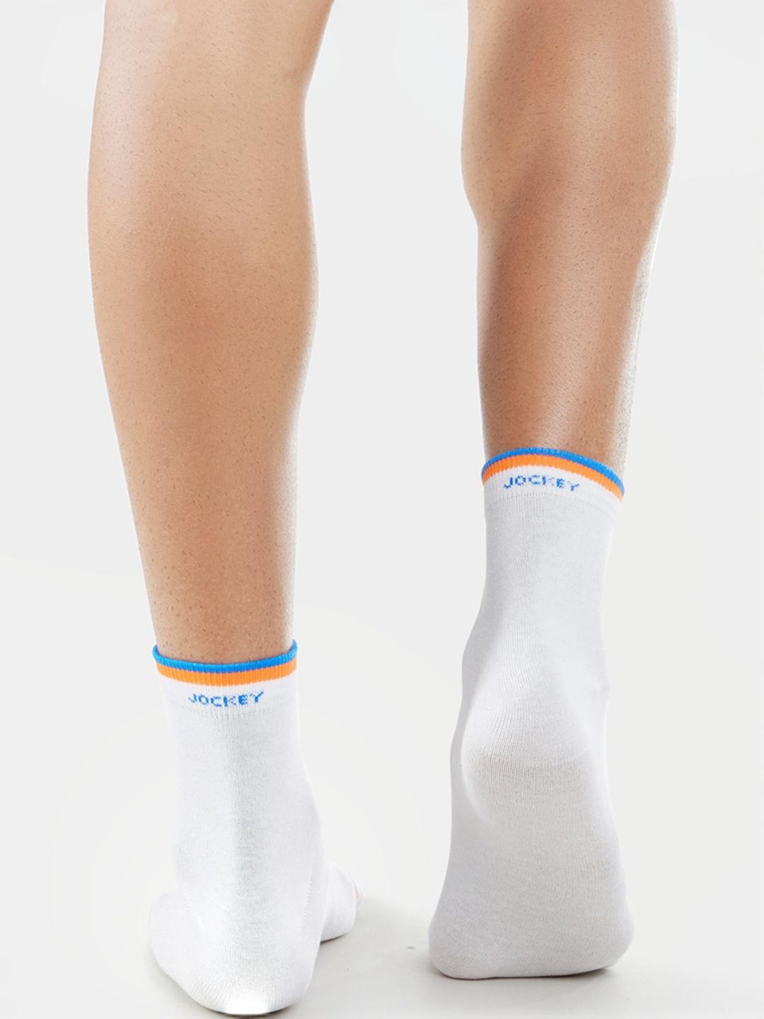 Jockey 7051 White Ankle Length Socks with Stay Fresh Treatment - Pack of 2 (Pattern May Vary)