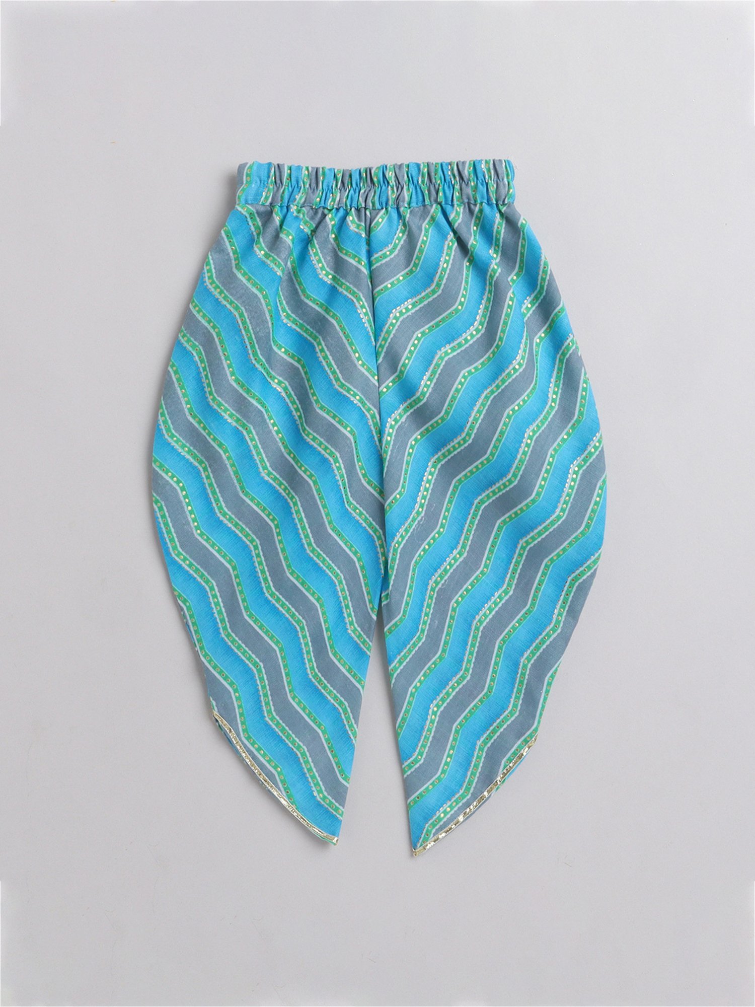 Many Frocks Kids White & Blue Embellished Top with Dhoti