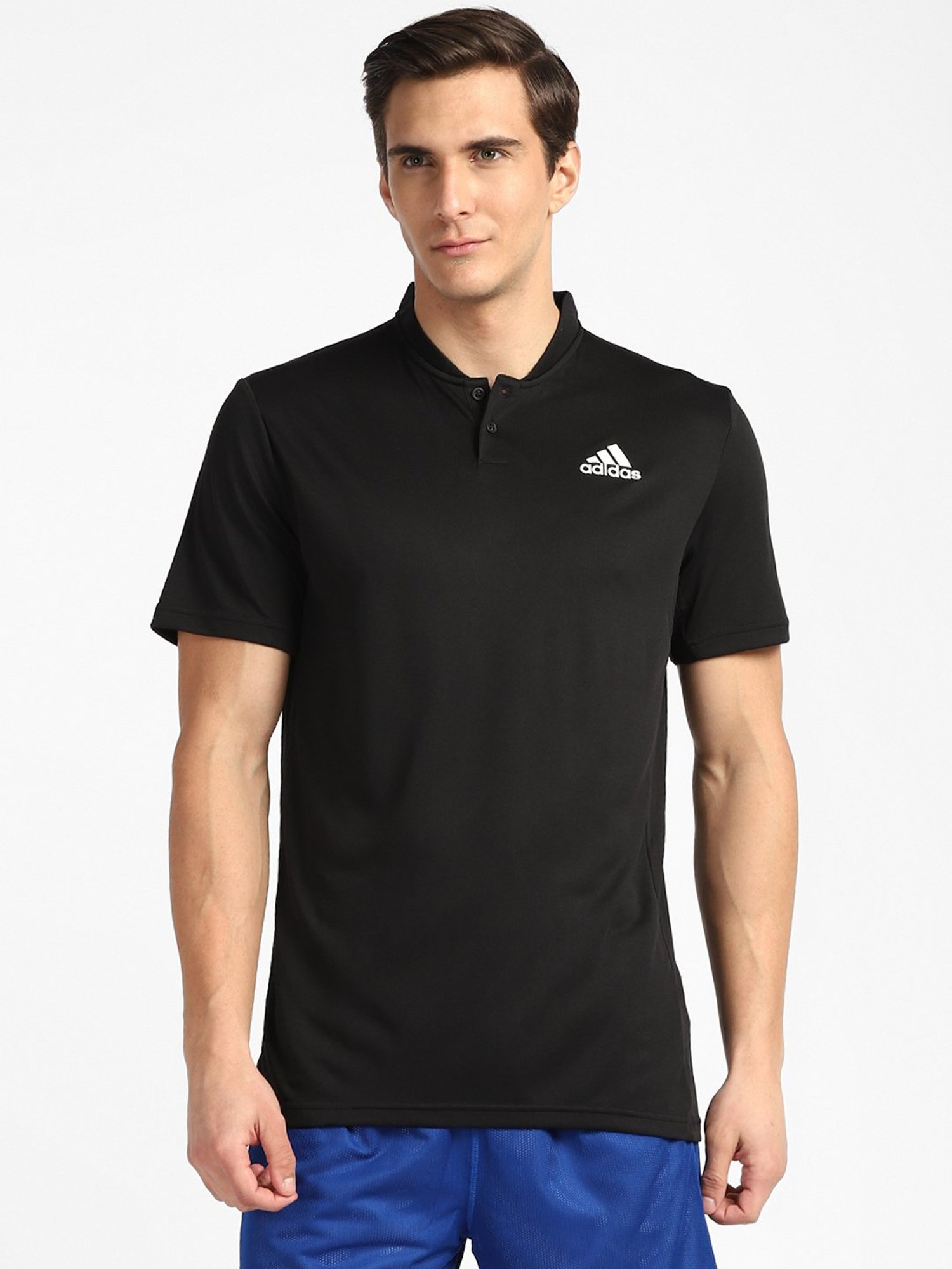 adidas Black Mandarin Collar T-Shirt