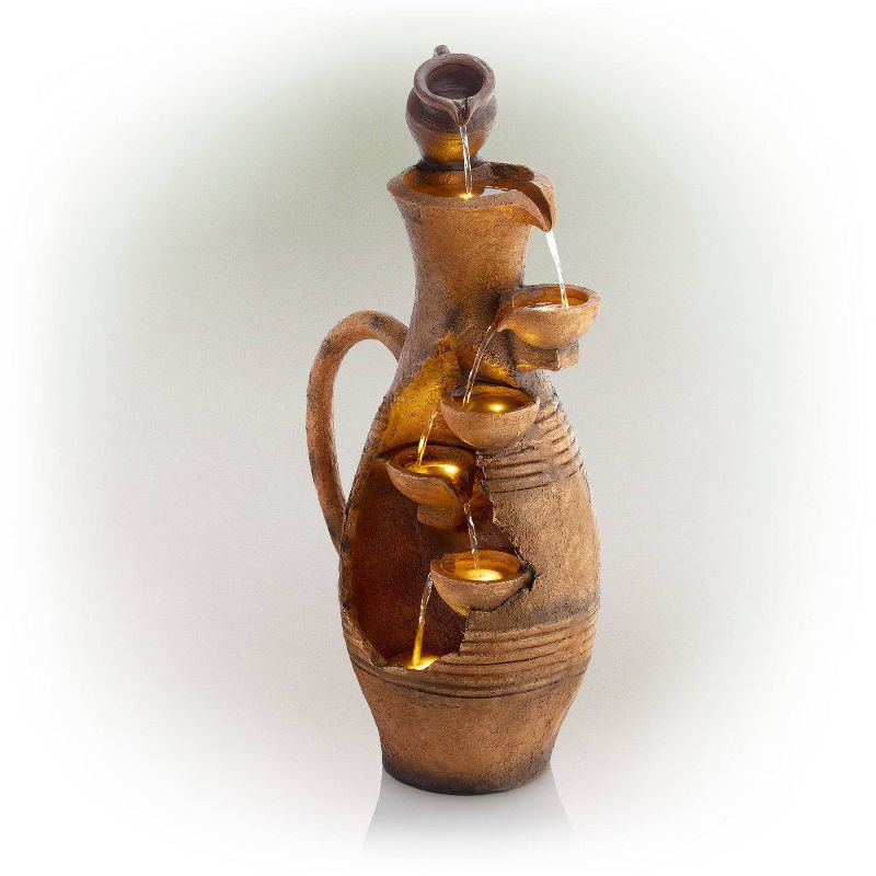 Cascading Fractured Jar Fountain With White LED Lights - Alpine Corporation