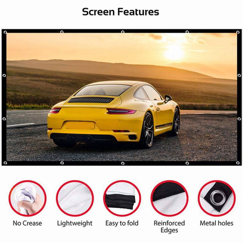 60" 16:9 No Crease Home Theater Portable Foldable White Projection Screen
