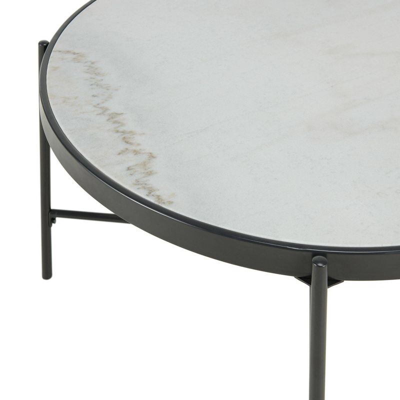 Carlo Round Coffee Table with Marble Top White - Picket House Furnishings