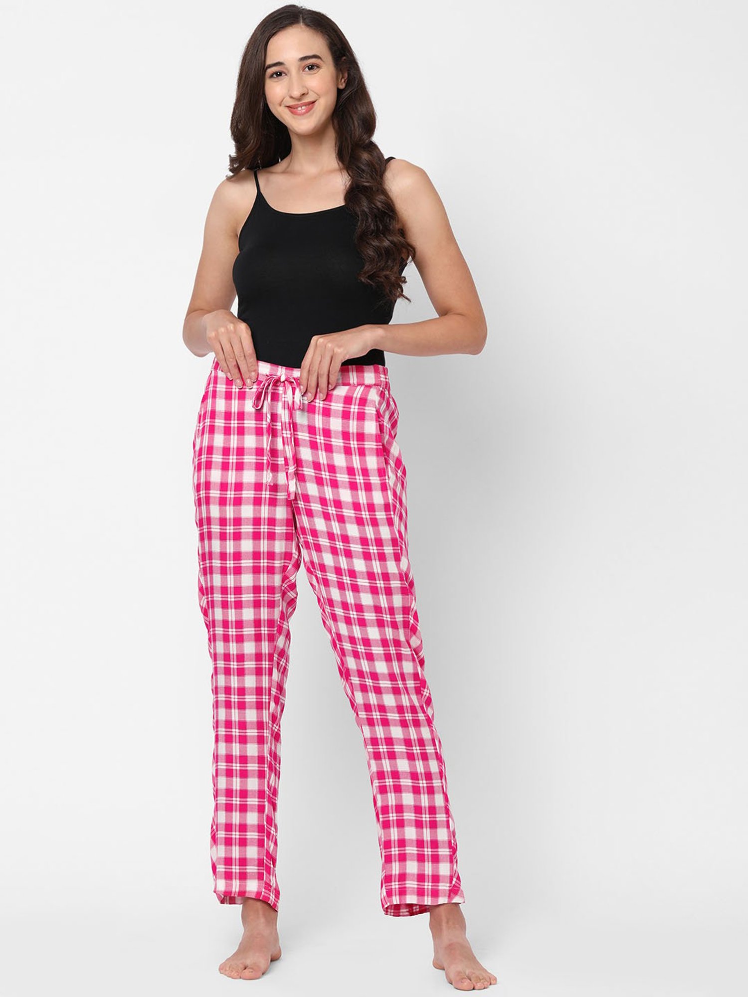 Mystere Paris Pink & White Checks Pyjamas