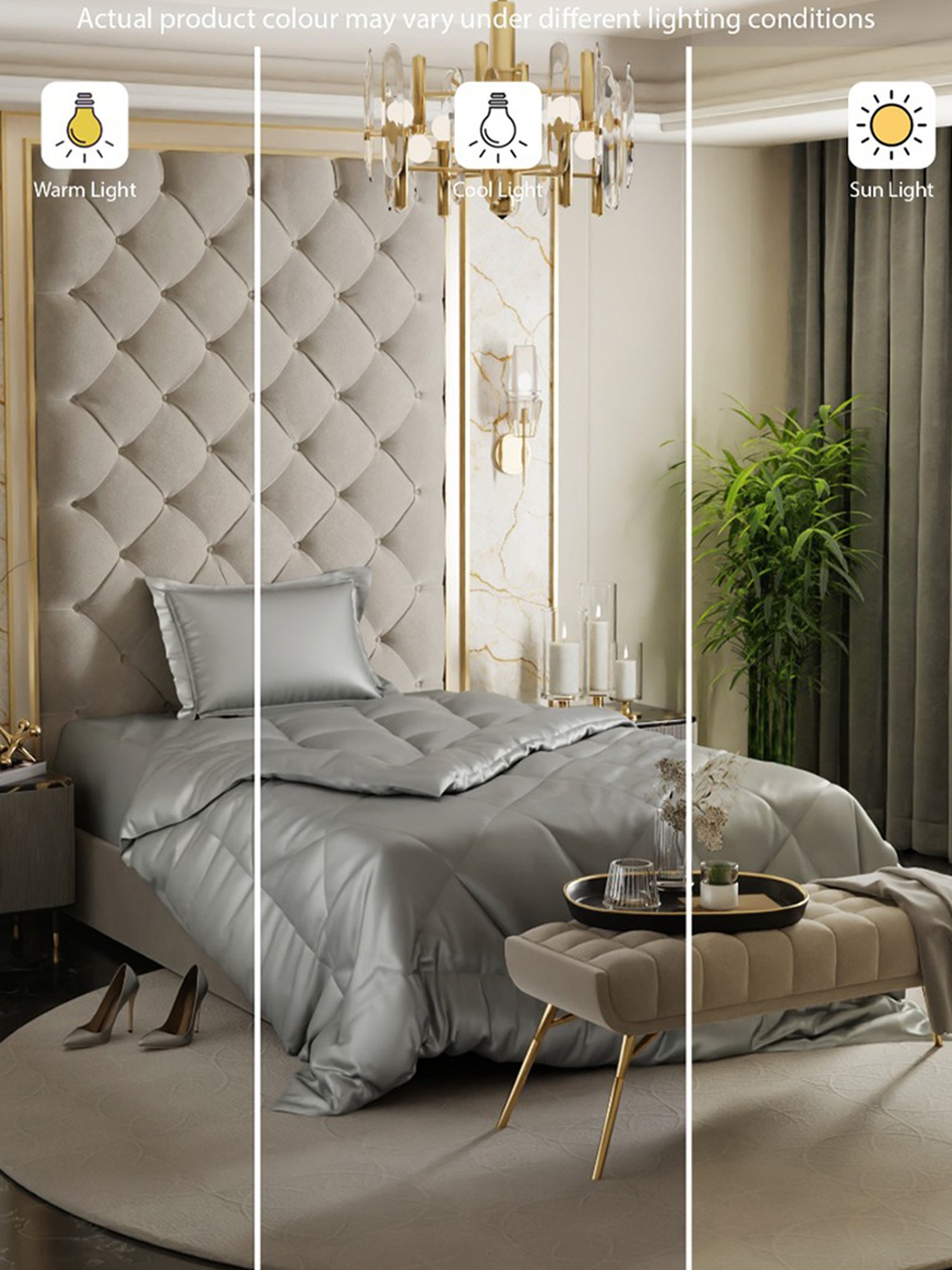 Stoa Paris Date Night Grey 150 GSM Poly Satin Single Ultra Silky Soft Comforter