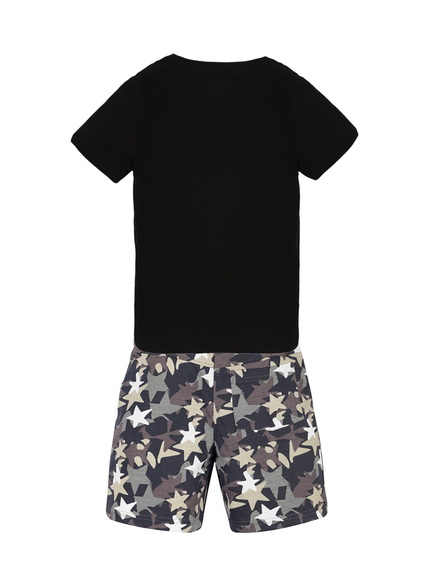 Plum Tree Kids Black & Grey Printed T-Shirt with Shorts