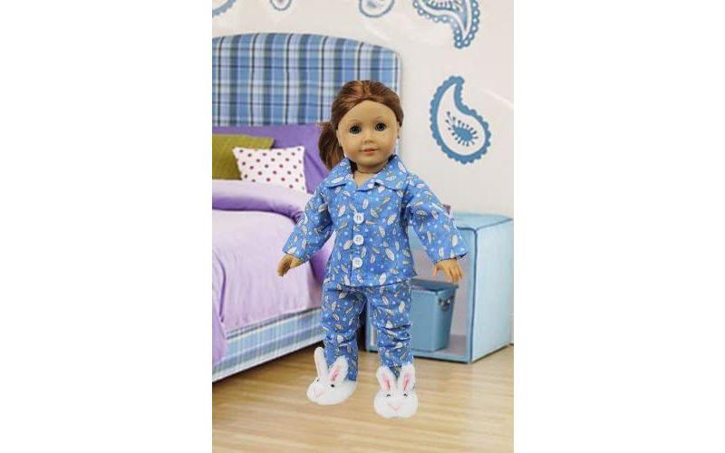 Dress Along Dolly Easter Bunny Blue Pajamas Outfit for American Girl Doll