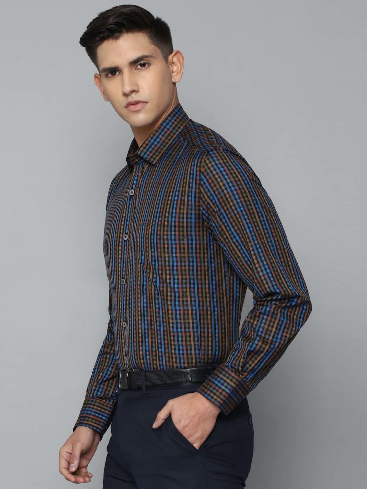 Luxure By Louis Philippe Multi Cotton Regular Fit Checks Shirt
