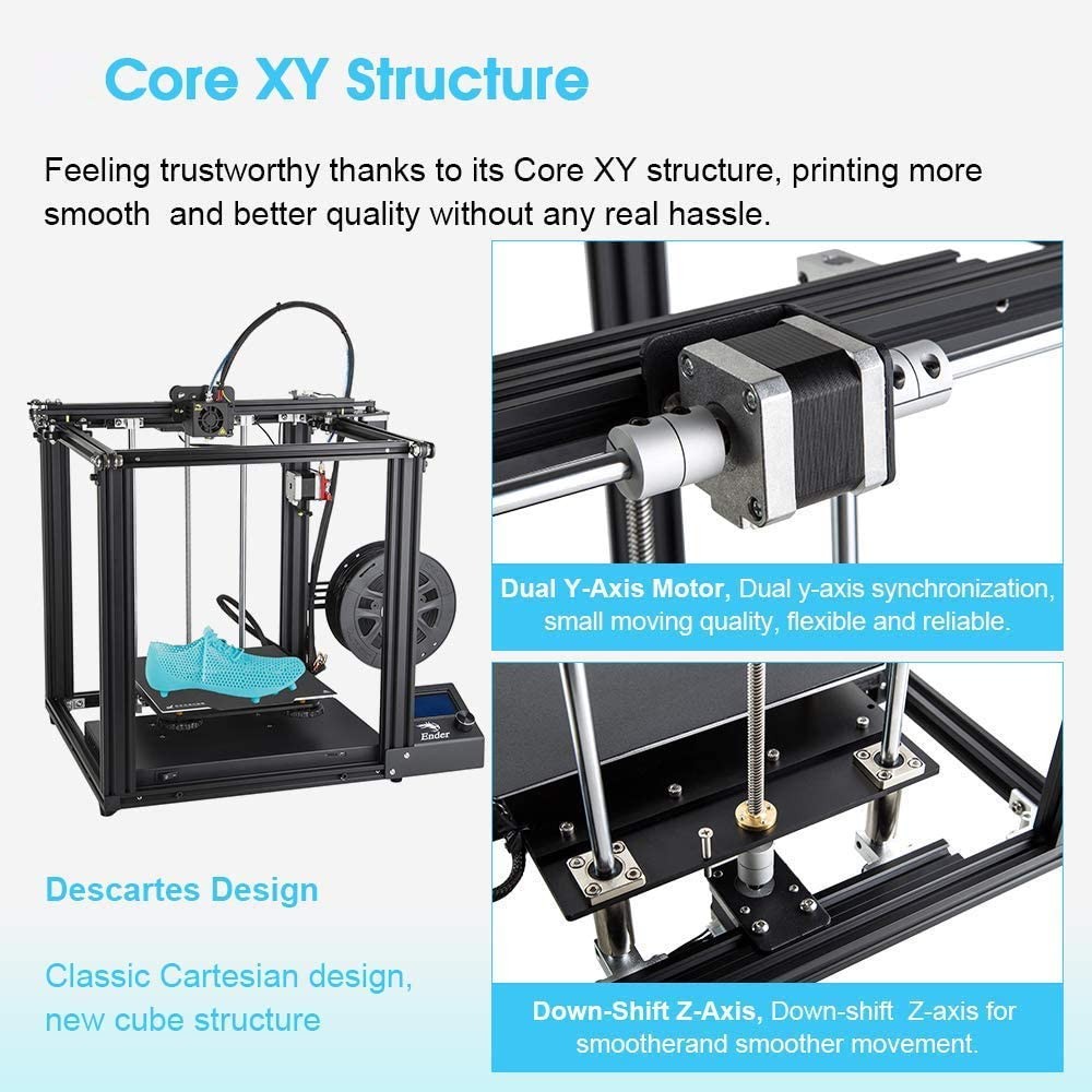 Creality Official Ender 5 Pro 3D Printer with Silent Mainboard Pre-Installed,Capricorn Tube, Metal Exruder,220 * 220 * 300mm Build Volume, Removable Platform, Dual Y-Axis, Modular Design