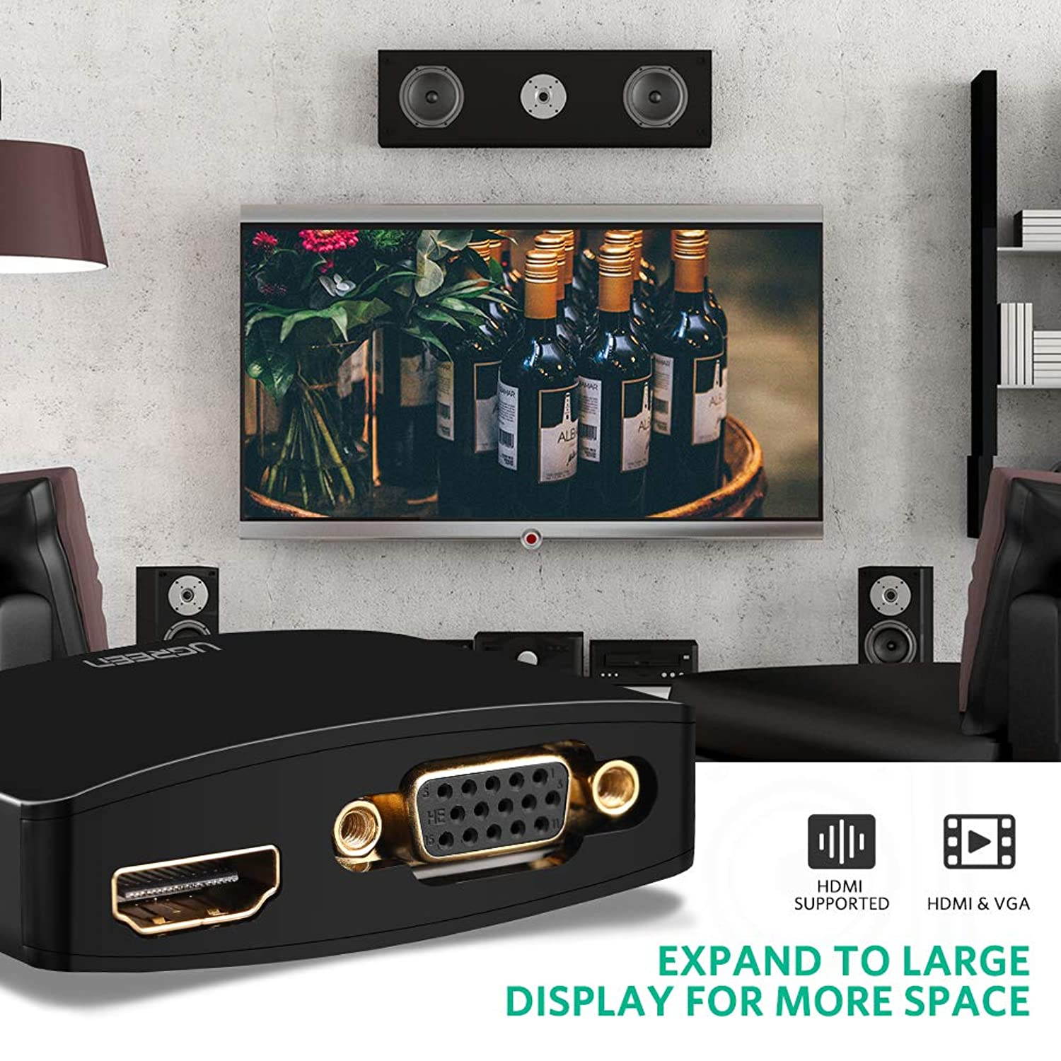 UGREEN Mini DisplayPort to HDMI VGA Adapter Converter 4K Thunderbolt 2.0 Compatible for MacBook Pro, MacBook Air, iMac, Surface Pro 1 2 3 4 6, Surface Laptop 2, Surface Book, ThinkPad X1 (Black)