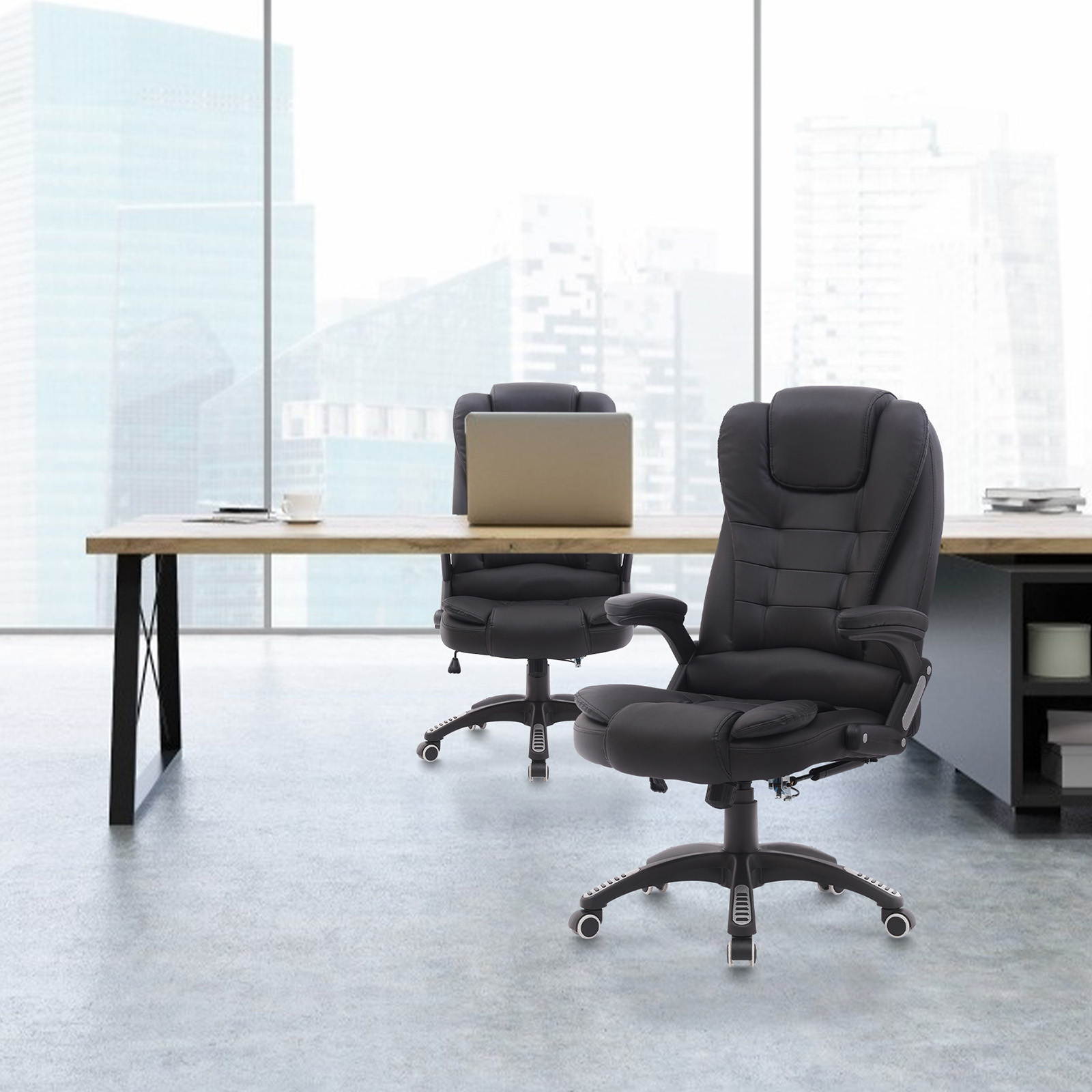 YOUTHUP Office Chair Computer High Back Adjustable Ergonomic Desk Chair Executive PU Leather Swivel Task Chair with Armrests Lumbar Support,White