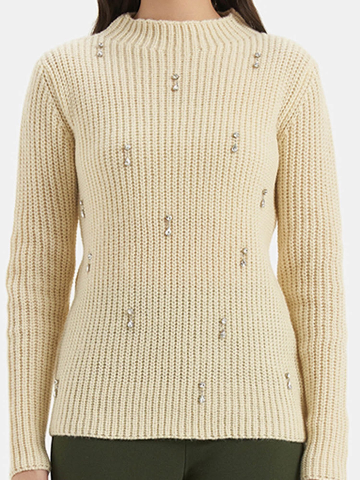 Kazo Off White Embellished Pullover