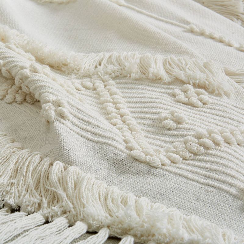 50"x60" Tufted Chevron Throw Blanket with Fringe Natural - Patina Vie