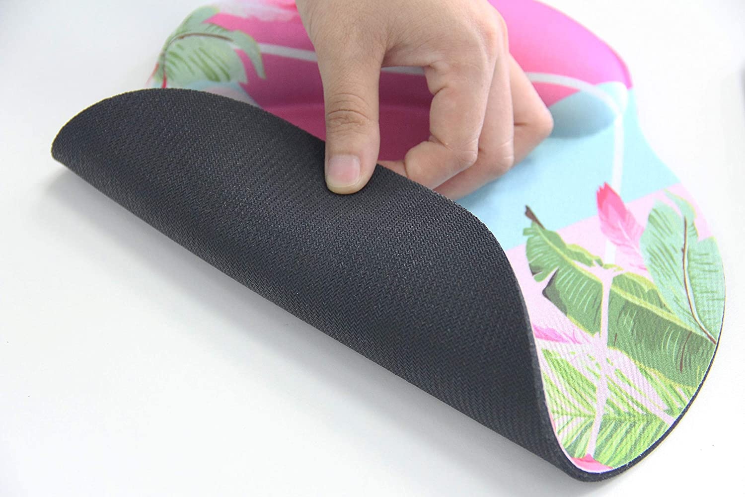 Mouse Pads with Gel Wrist Rest Support,Ergonomic Non Slip Base Memory Foam Wrist Rest Pad Mousepad for Home,Office,Gaming,Computer,Laptop Easy Typing Pain Relief, Flamingo