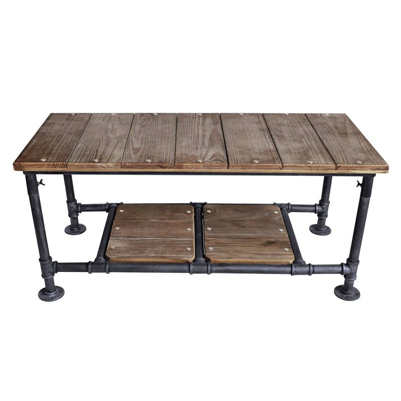 Luka Industrial Coffee Table Gray/Pine Wood - Armen Living