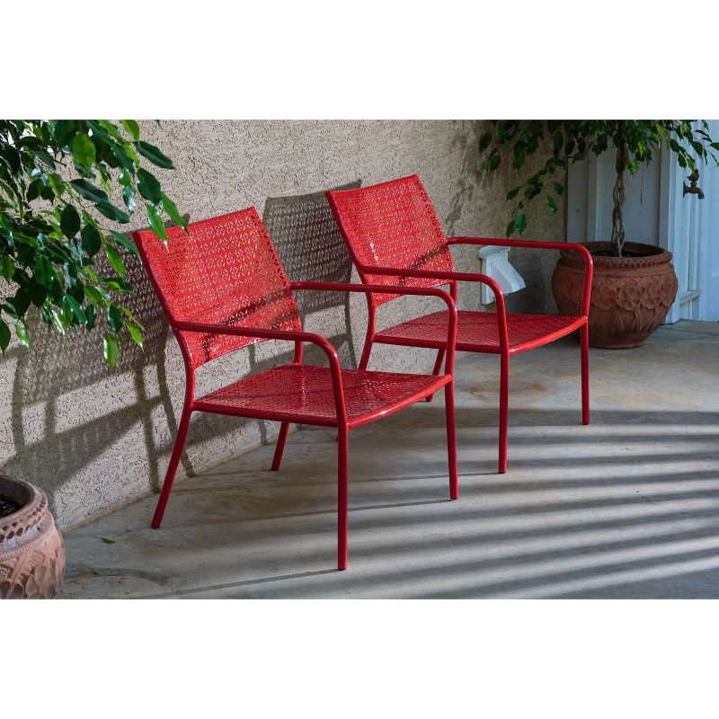 2pc Wrought Iron Martini Low Profile Garden Patio Lounge Chairs - Alfresco Home