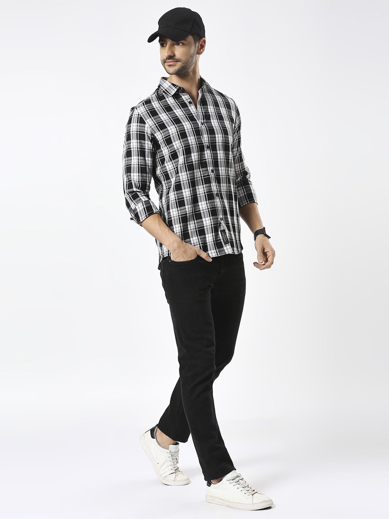 Kuons Avenue Cobalt Blue Slim Fit Denim Shirt