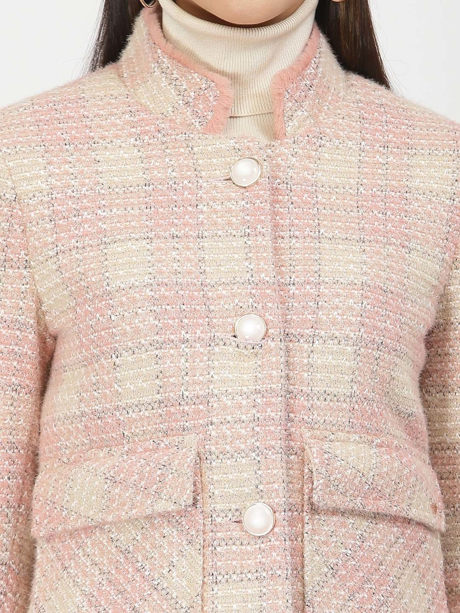 Juelle Peach Check Over Coat