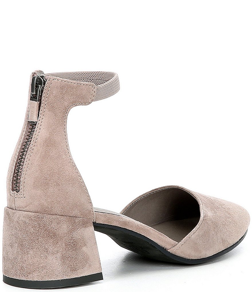 Eileen Fisher Goldie Suede Ankle Strap Pumps
