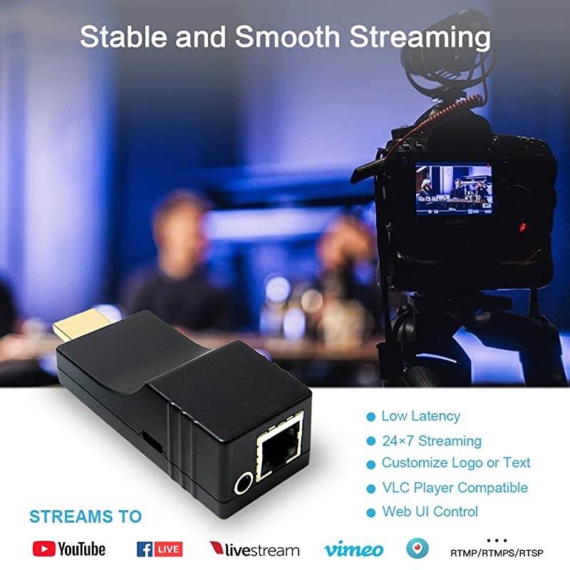 Mini H264 HDMI Video Encoder 1080i 1080p Supports RTMP RTMPS RTSP TS RTP UDP Multicast Unicast USBPowered The Smallest Live Streaming Encoder for YouTube Facebook and More