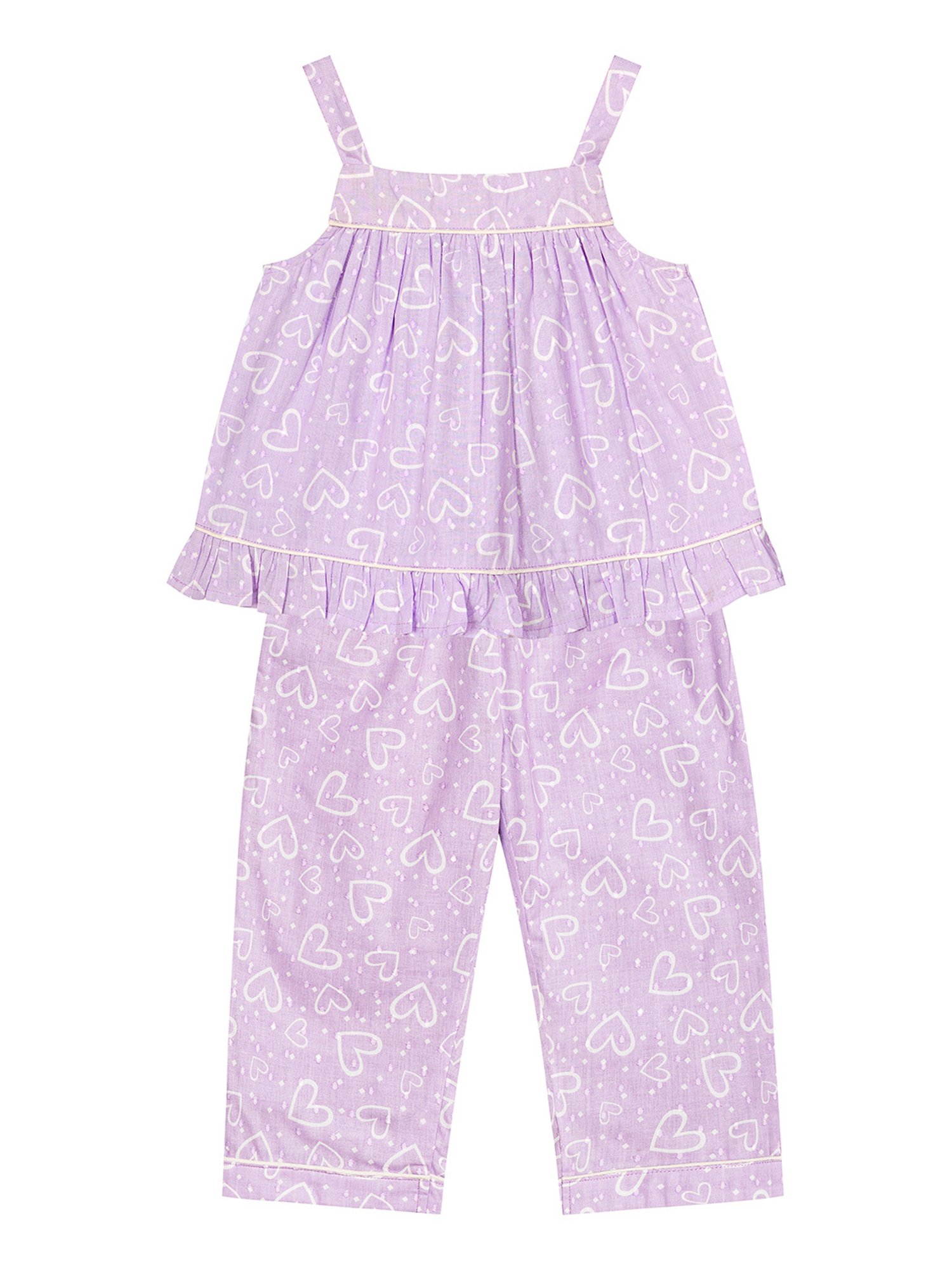 Budding Bees Girls Purple Printed Top with Pyjamas