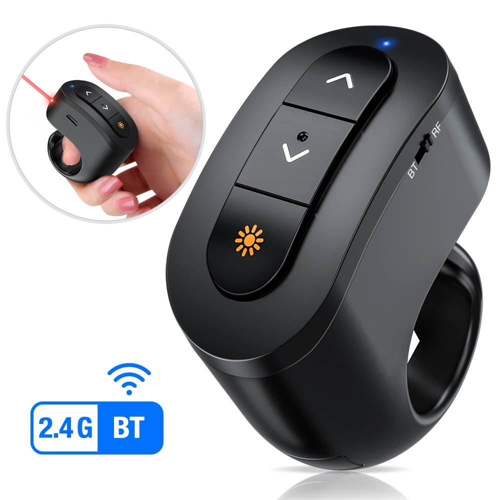 For Bluetooth Presentation Remote Powerpint Clicker RF 2.4 GHz Dual Modes USB Wireless Presenter Presentation Clicker Slide Advancer for Mac/Keynote/PC/PPT